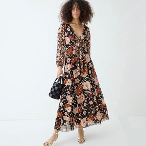 J. Crew Tie-front Lurex® dress in mixed print Size Large